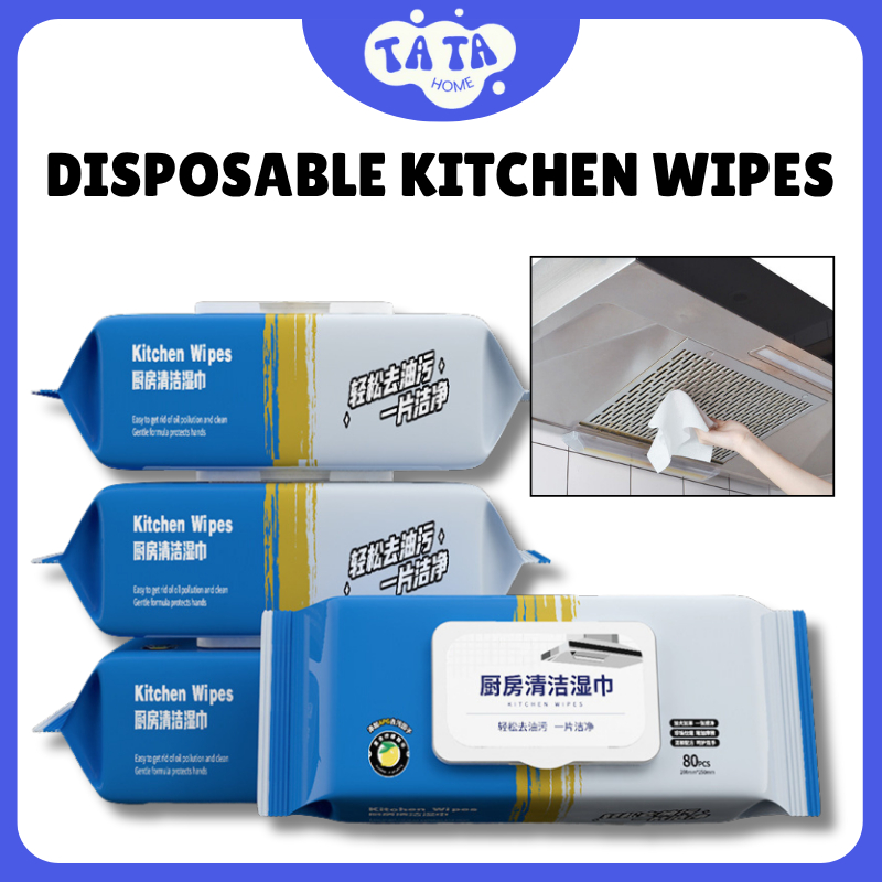 Disposable Kitchen Cleaning Wipes 80pcs Grease Removal Wet Tissue Oil ...