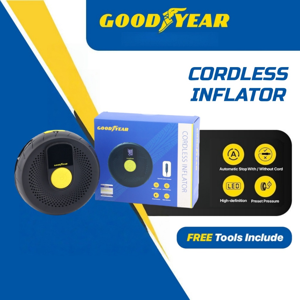 Goodyear Portable Air Compressor Lite Tyre Air Pump Small Compact Quiet ...