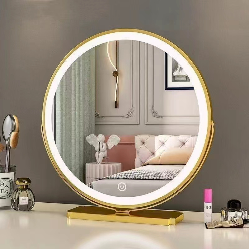 Desktop LED Dressing Mirror Stylish Rotatable Makeup Mirror Minimalist ...