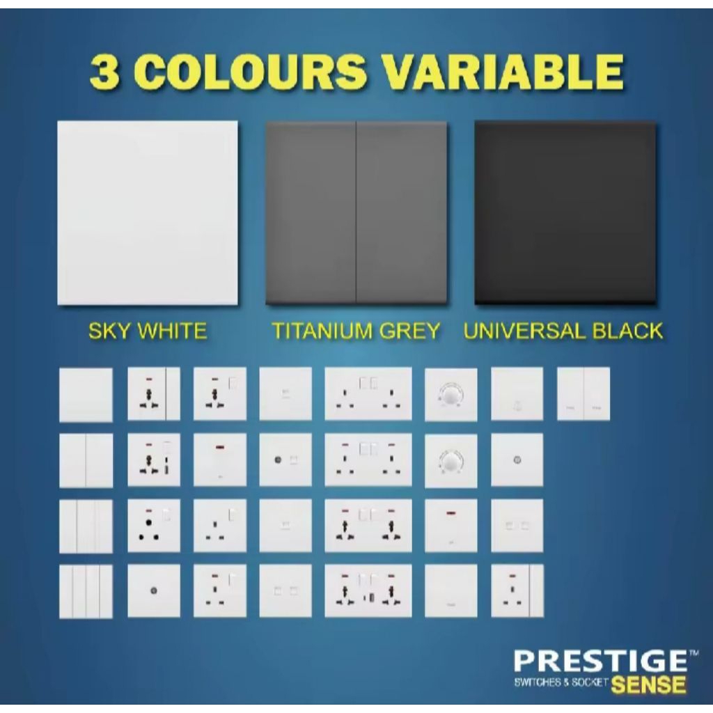 prestige switches & socket sense 13A 15A 20A switch socket black ...