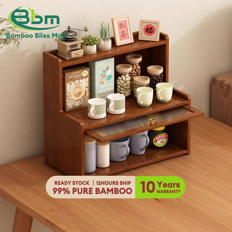 BBM Bamboo Kitchen Storage Rack Kabinet Dapur 35 / 50cm Almari Dapur ...
