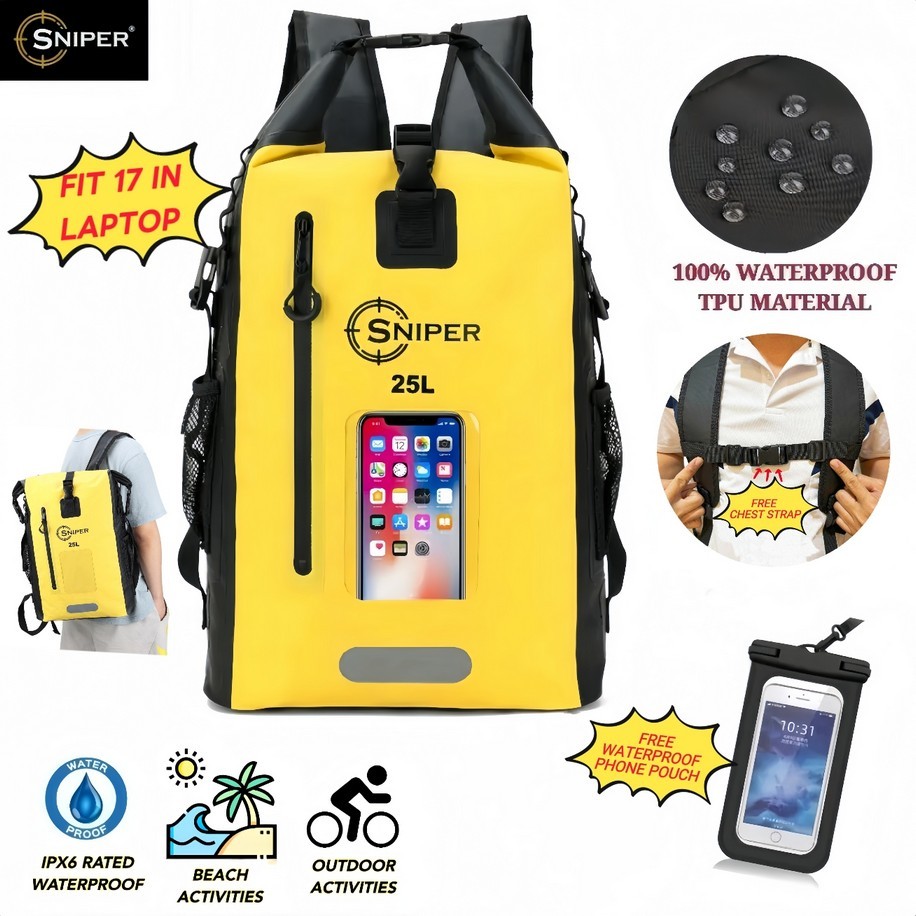 SP058) [IPX6 RATED] HIGH QUALITY LARGE 25L SNIPER WATERPROOF BACKPACK ...