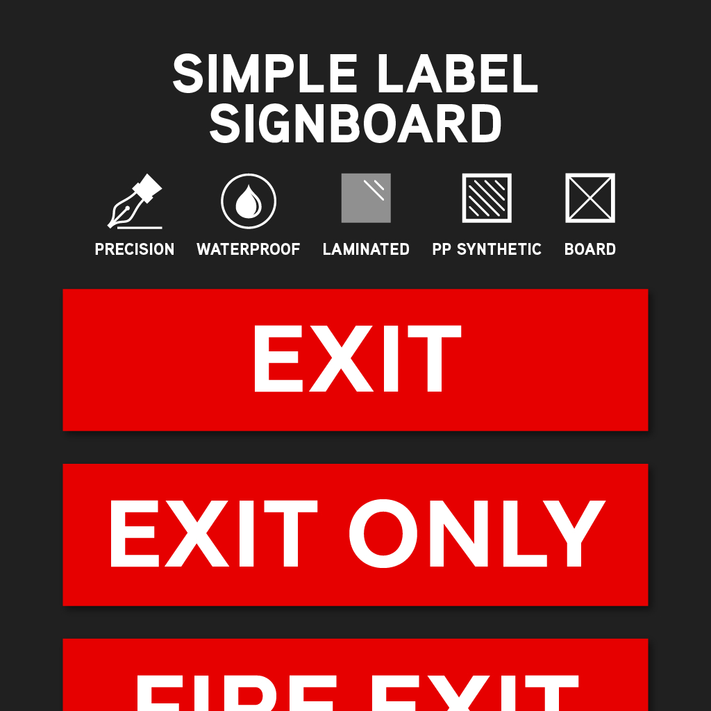 Exit. Simple Red Sticker Signboard Sign Signage Label Board Door ...
