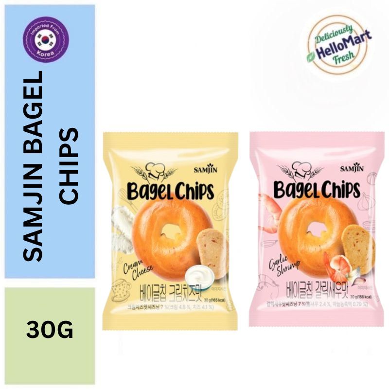 Korea Samjin Bagel Chips Garlic Shrimp | Cream Cheese 30G | Shopee Malaysia