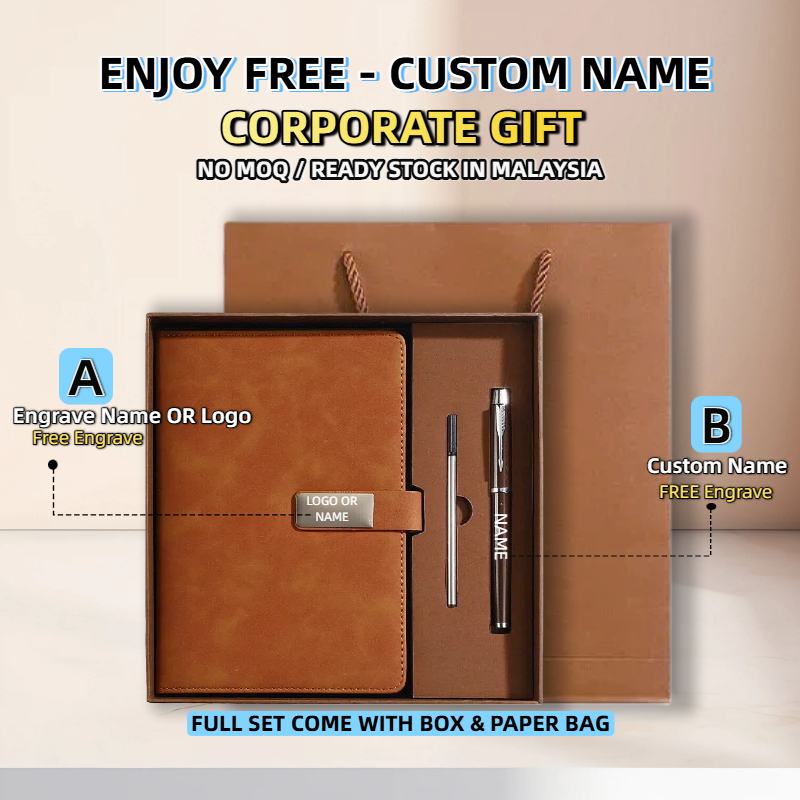Corporate Gift Souvenir Gift Custom Engrave Name Notebook A5 Buku Nota ...