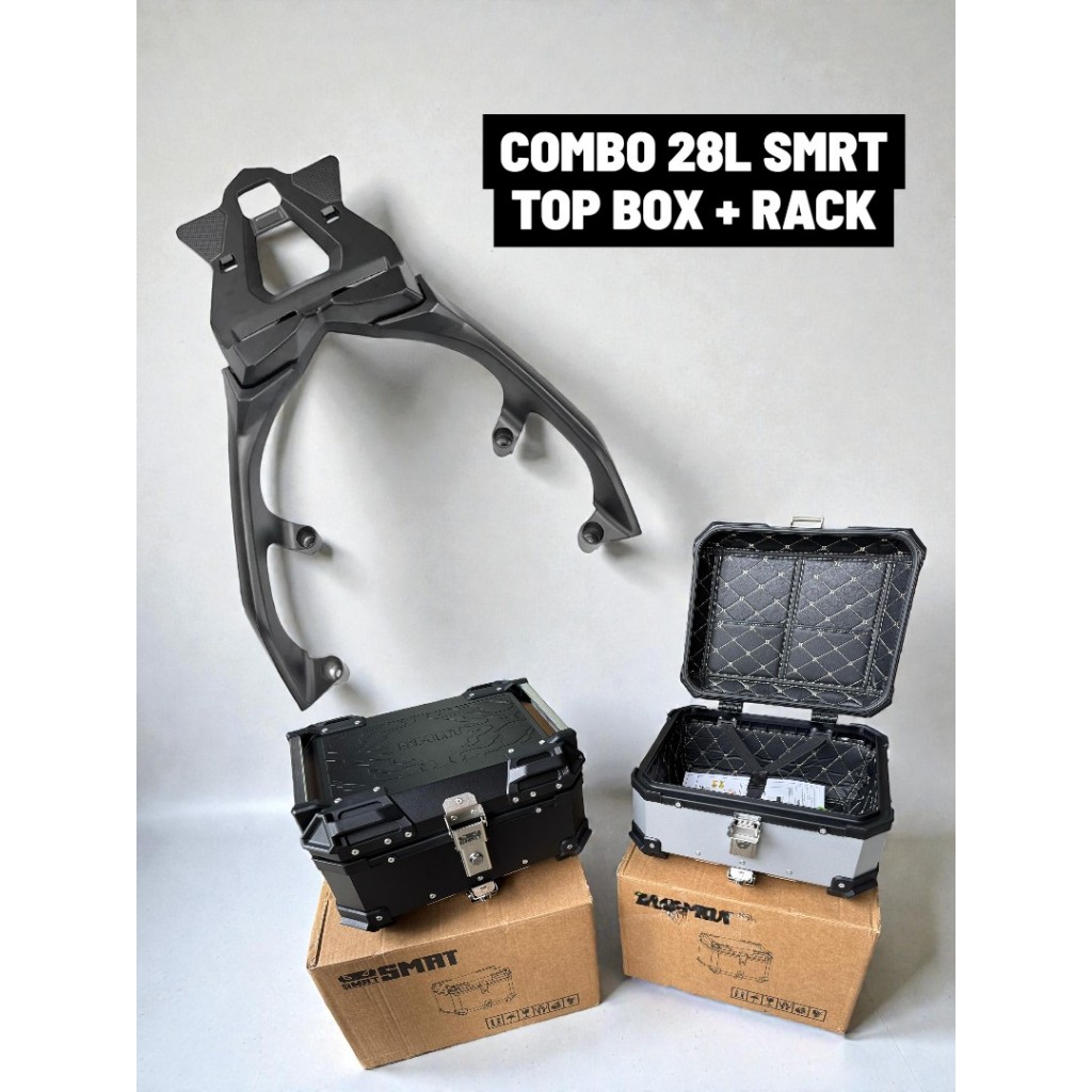 SIAP MONORACK TMAX 530 560 SMRT TOP BOX 28L BLACK / SILVER ALUMINIUM ...