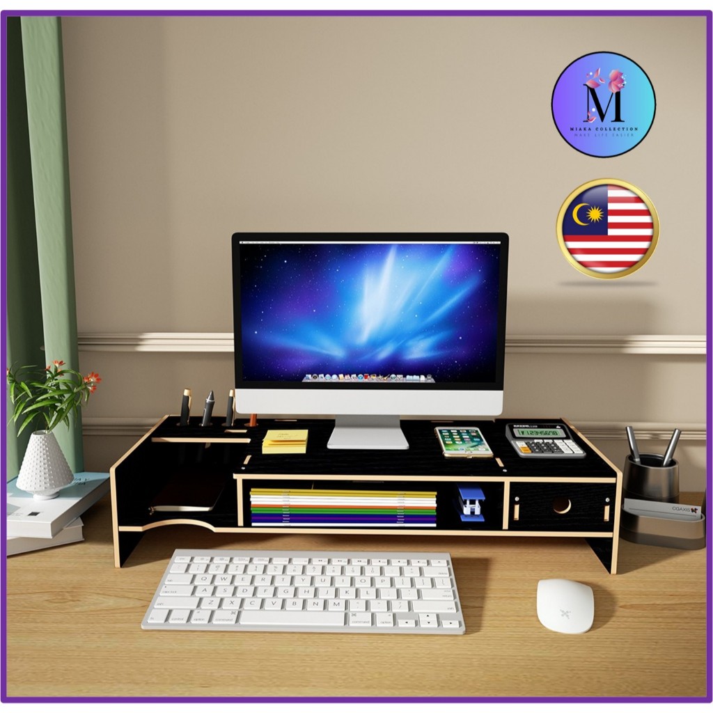 Computer Monitor Laptop Riser Rack Office Desktop Storage Drawer Key ...