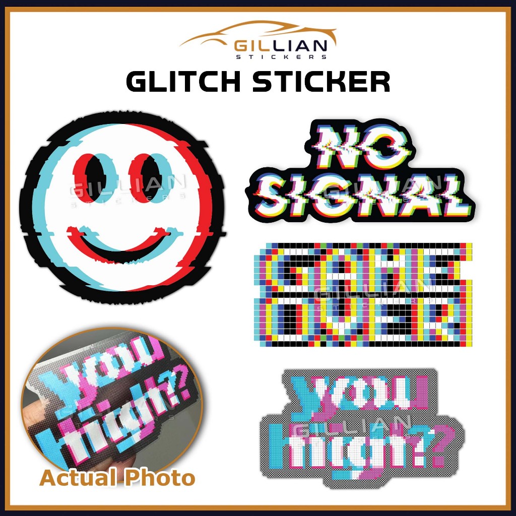 Sticker Glitch Design for Laptop, Bottle ,Notebook & Car Waterproof ...