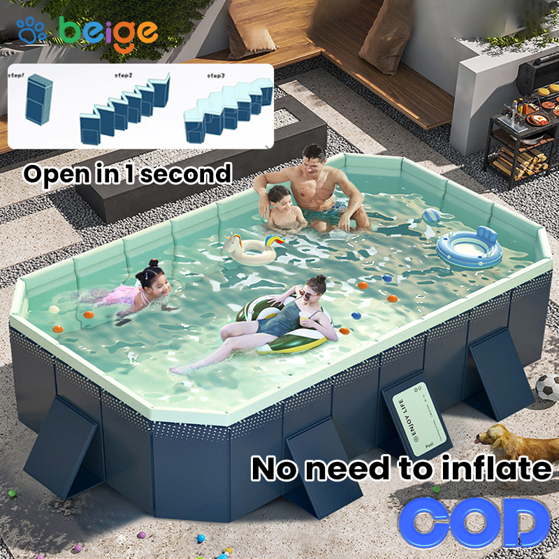Non Inflatable Foldable Swimming Pool Durable Family Outdoor Kolam ...