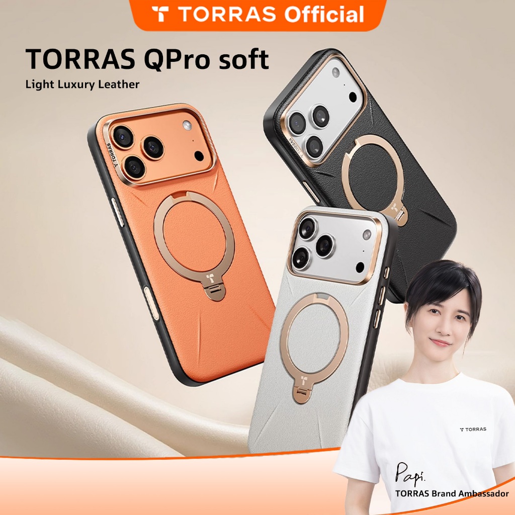 TORRAS Pivot Case Q3Soft Built-In Stand & Leather Camera For iPhone 17 ...