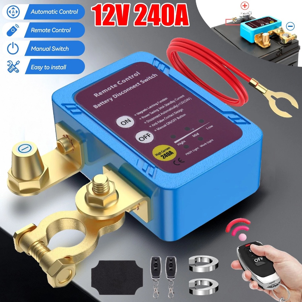 12/24V 240A Remote Car Battery Disconnect Switch Universal Durable Auto ...