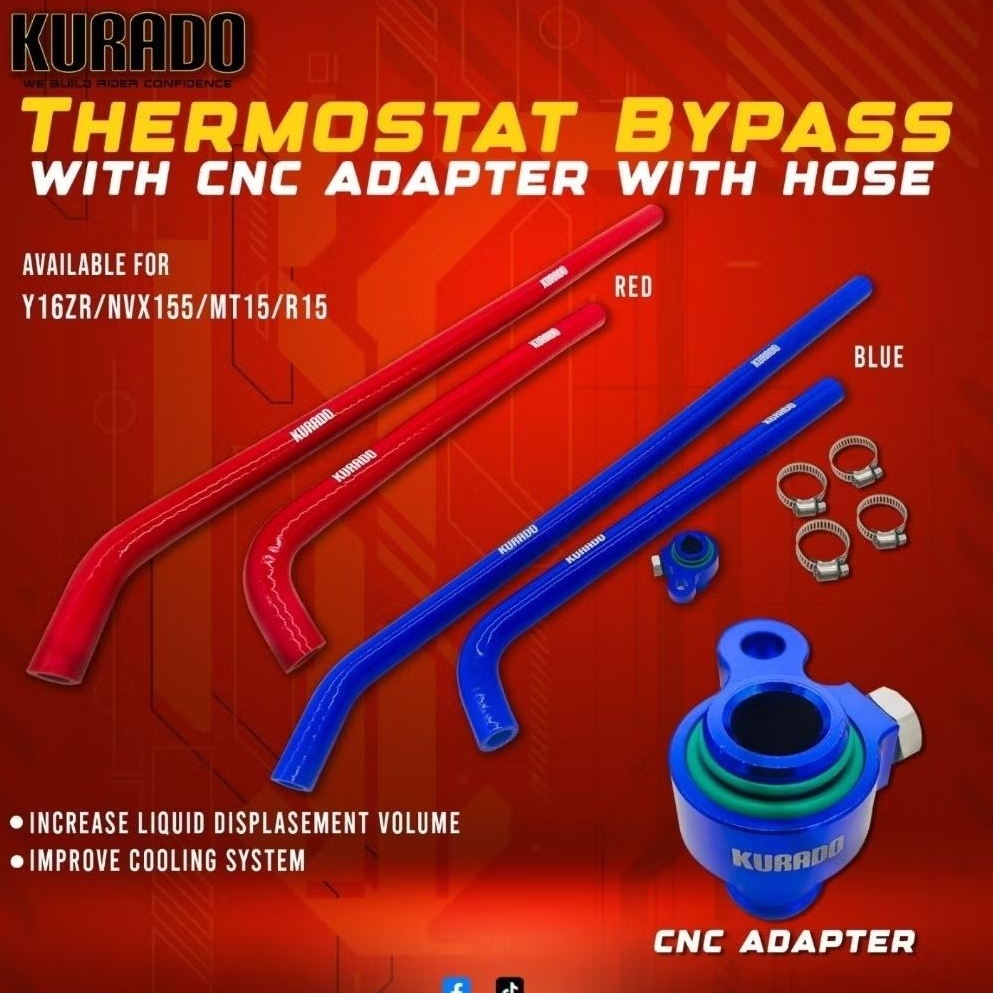 KURADO - Y16ZR THERMOSTAT BYPASS ADAPTER - BLUE - WITH HOSE NVX155 MT15 ...
