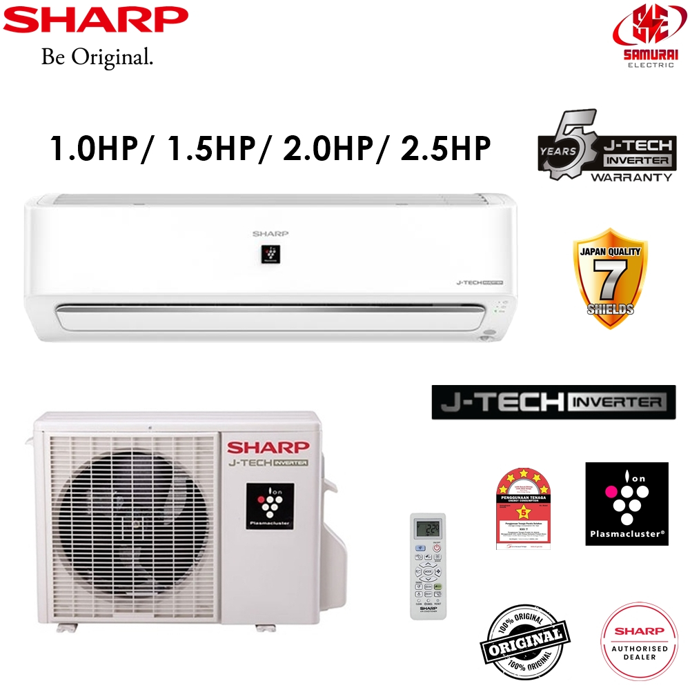 [Free Ship] Sharp J-Tech Inverter Plasma Aircond 1.0HP/1.5HP/2HP/2.5HP ...