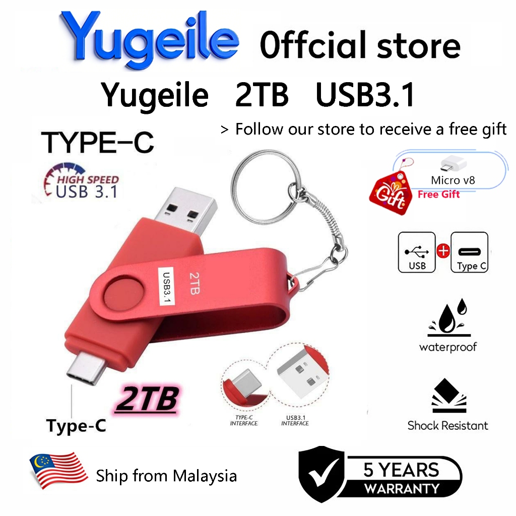𝟭𝟬𝟬% 𝐓𝐔𝐋𝐄𝐍 2TB OTG 3-in-1 USB micro Type-C Pemacu Flash USB / Cakera ...