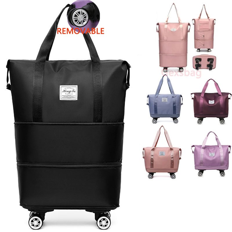 Large Capacity Roller Travel Bag Portable Double Layer Extendable Bag ...