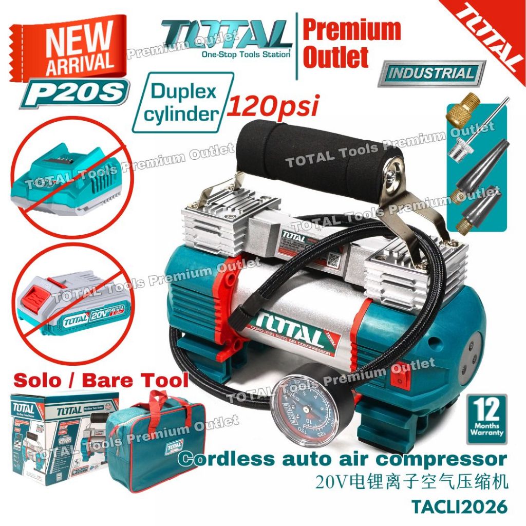 TOTAL Tools 20V series Cordless Handheld air pump compressor, Portable ...