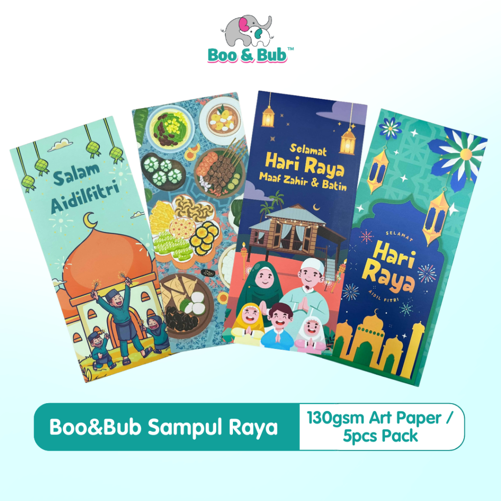 Boo&Bub NEW 2026 5pcs Pack Sampul Raya Sampul duit Raya Cantik Dan ...