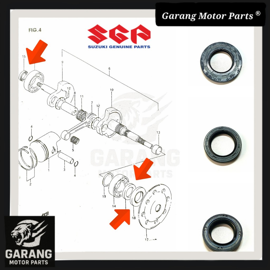 Suzuki V100 Crankshaft Crank Shaft Oil Seal (100% Original SGP ...