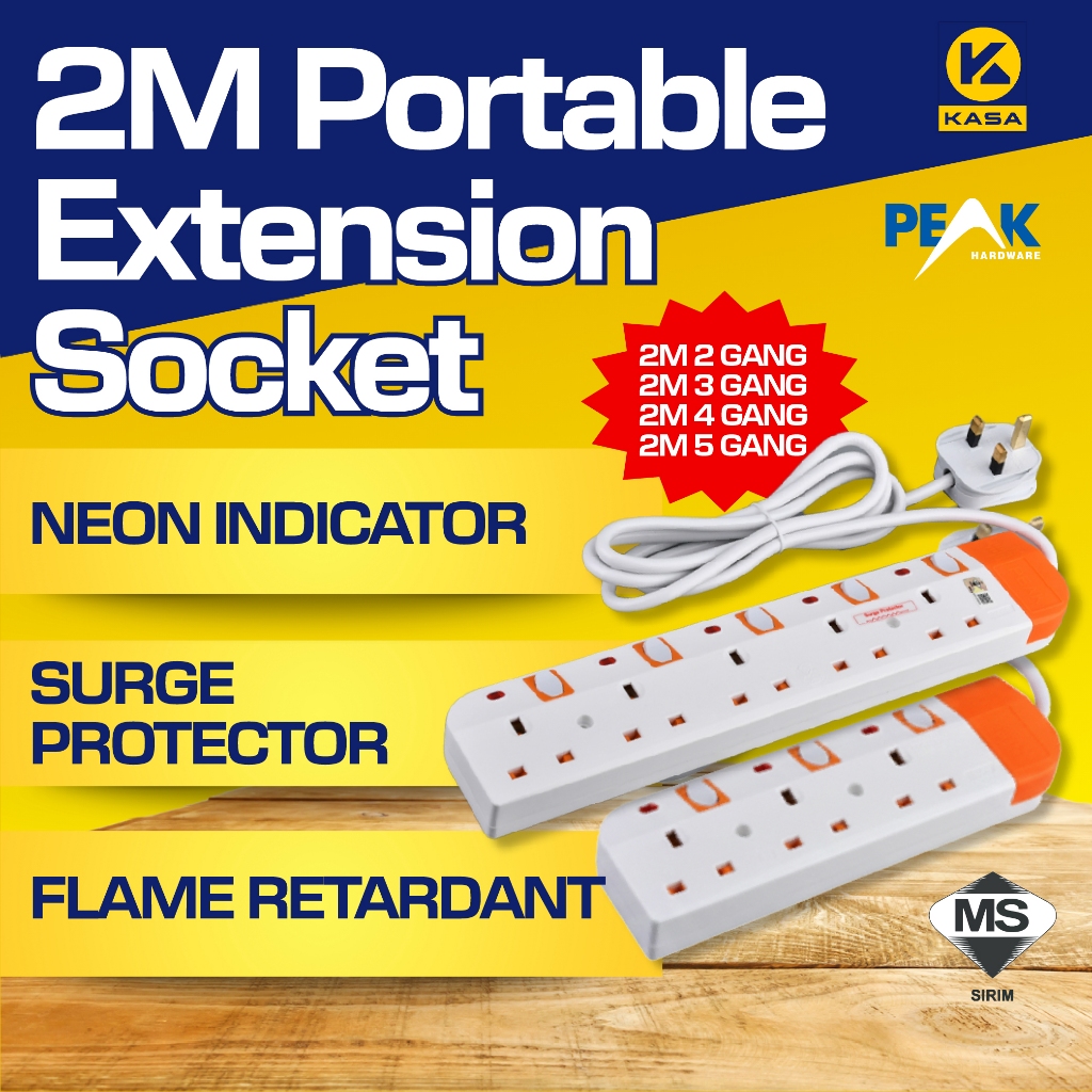 Peak 2M Portable Extension Socket 13A (SIRIM) Soket Sambungan Mudah ...