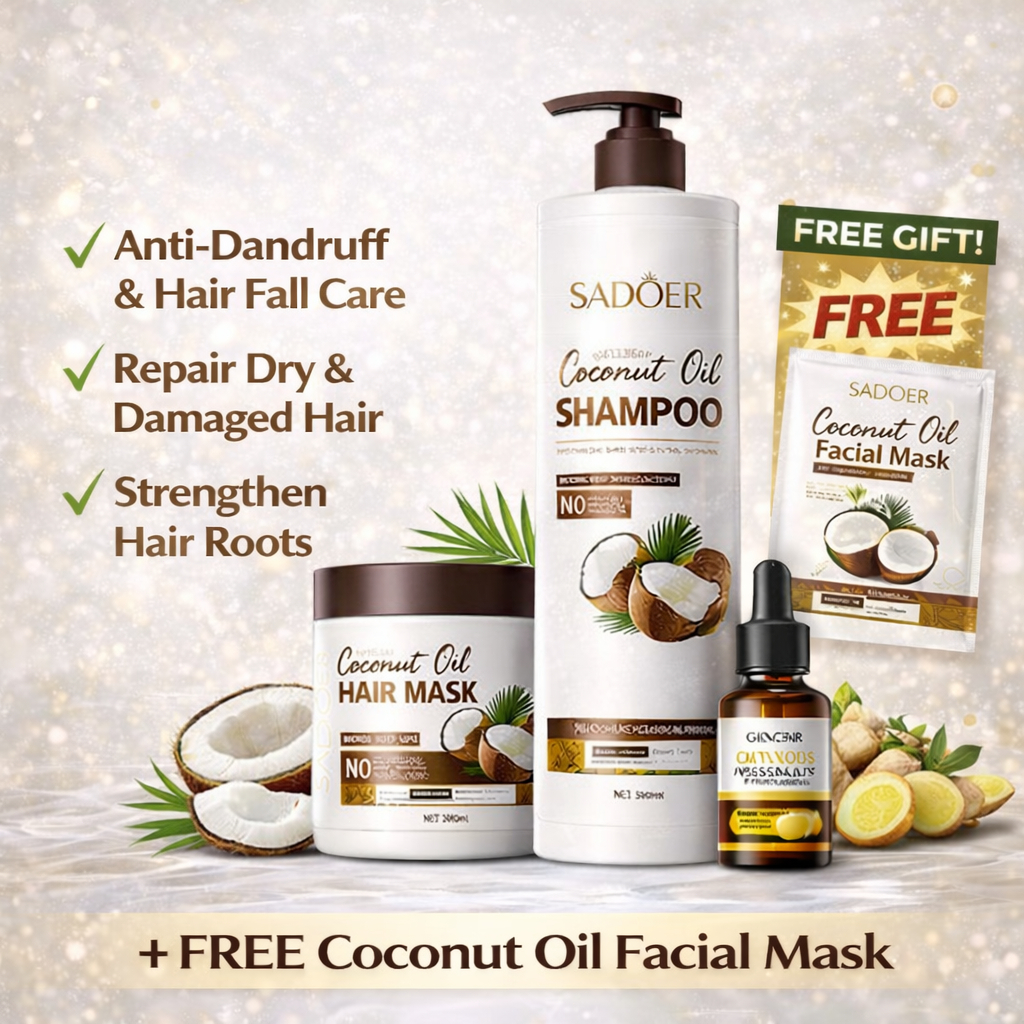 SADOER Anti Dandruff Hair Fall Repair Coconut Oil Hair Care Set Shampoo ...