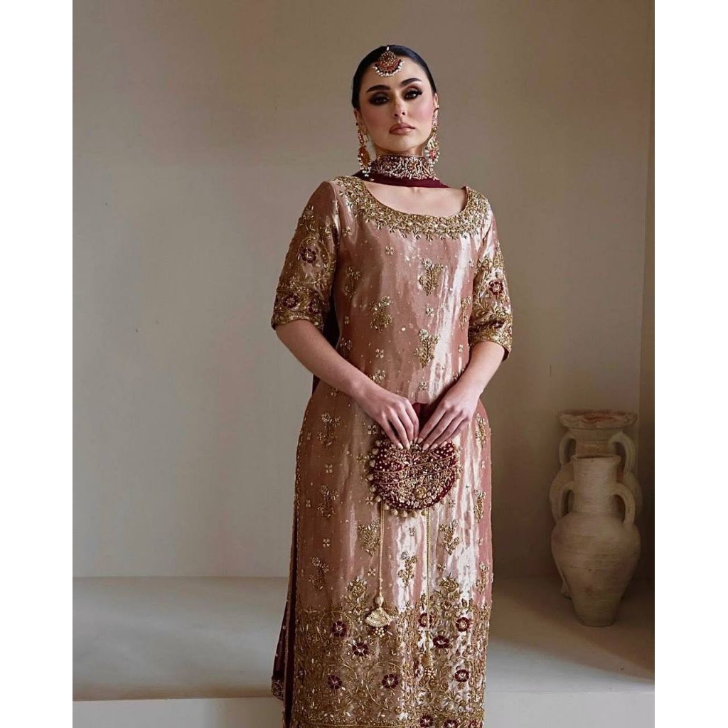 slim fit dress slacks Pastel Pink Pakistani Suit main image 1