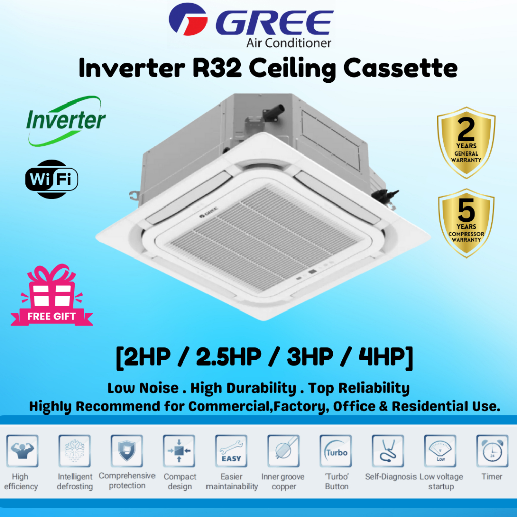 GREE Inverter Cassette 2HP 2.5HP 3HP 3.5HP 4HP 5HP R32 | Shopee Malaysia