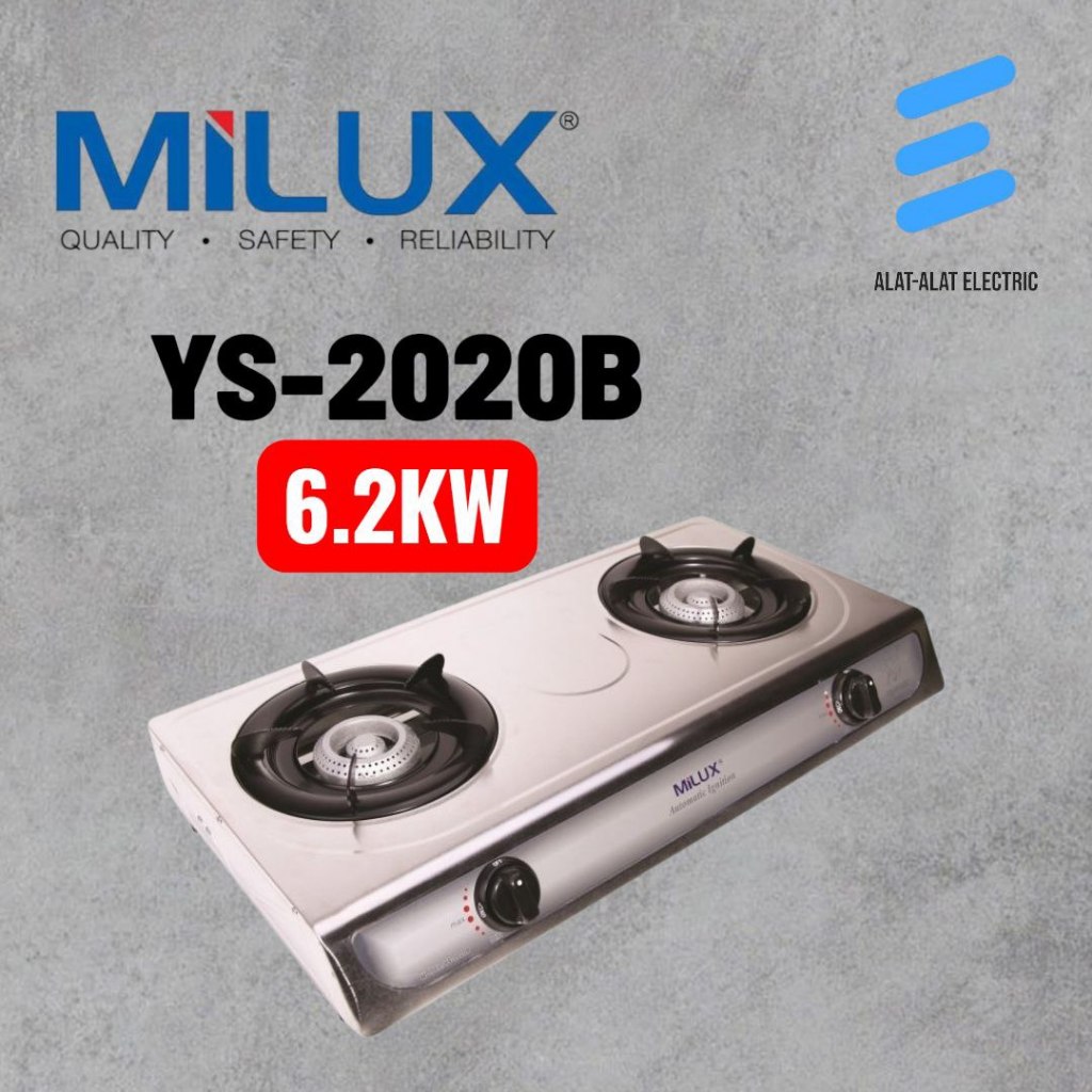 Milux Double Gas Stove 6.2KW YS-2020B | Shopee Malaysia