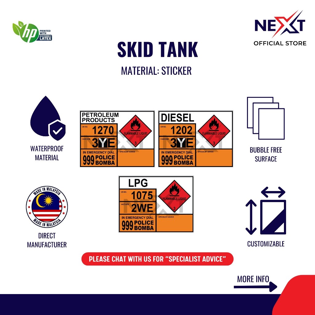 SKID Tank Sticker | Petroluem Products / Diesel / LPG | Highly ...