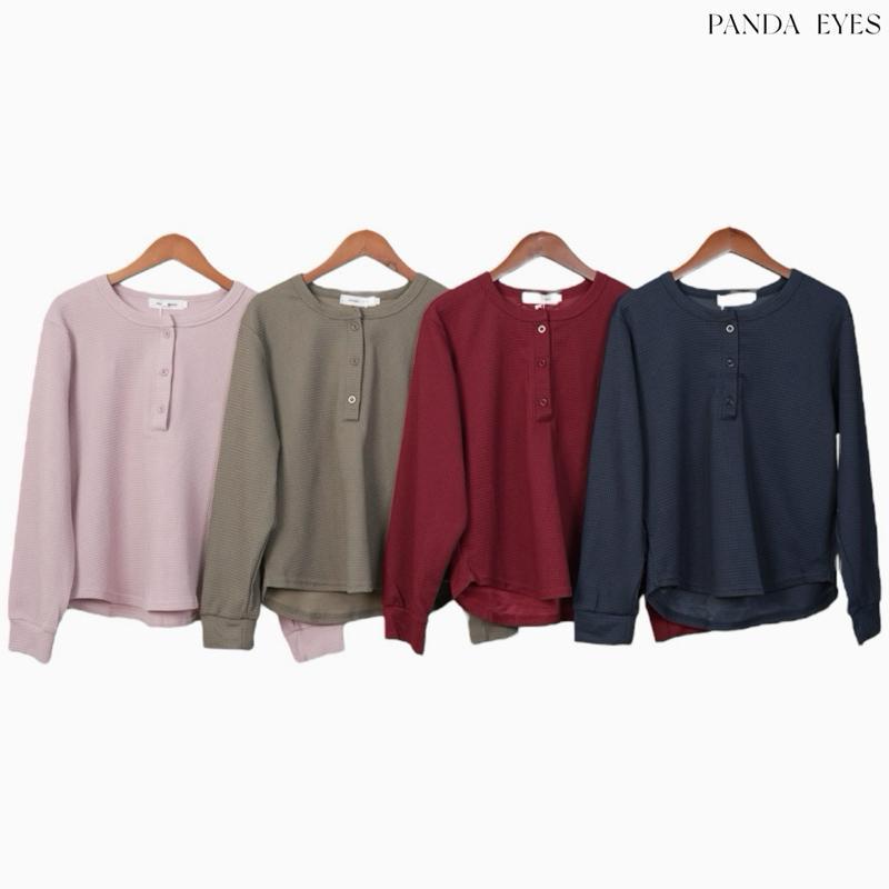 PANDAEYES LISA WAFFLE ROUNDNECK BUTTON BLOUSE (CLO-CNQM95134BL ...