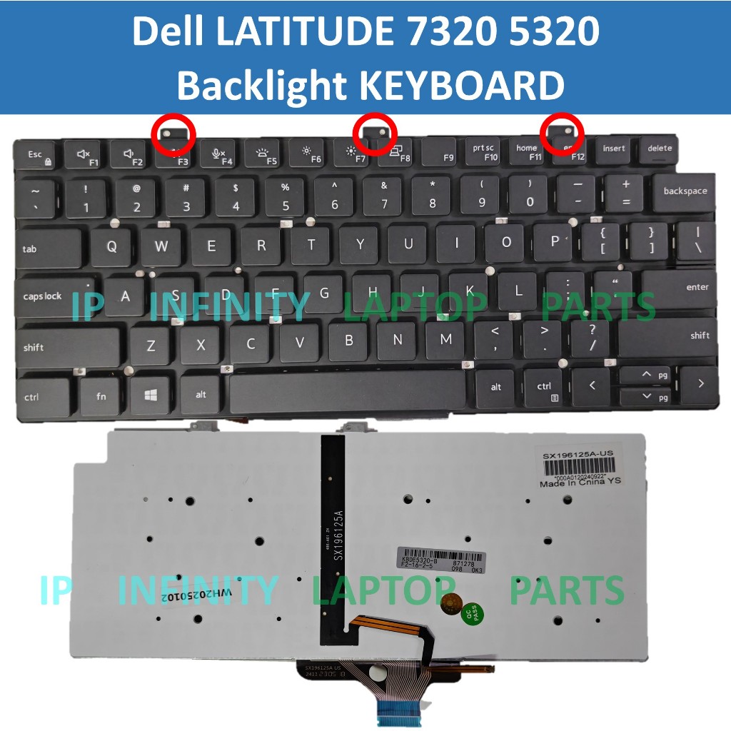 Dell Latitude 7320 5320 P133G 018YPJ Laptop Backlight Backlit Keyboard ...