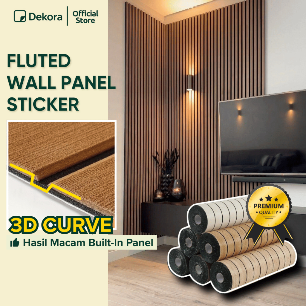 Fluted Wallpaper 3D Surface Wood Foam Wall Sticker for Wall and Ceiling ...