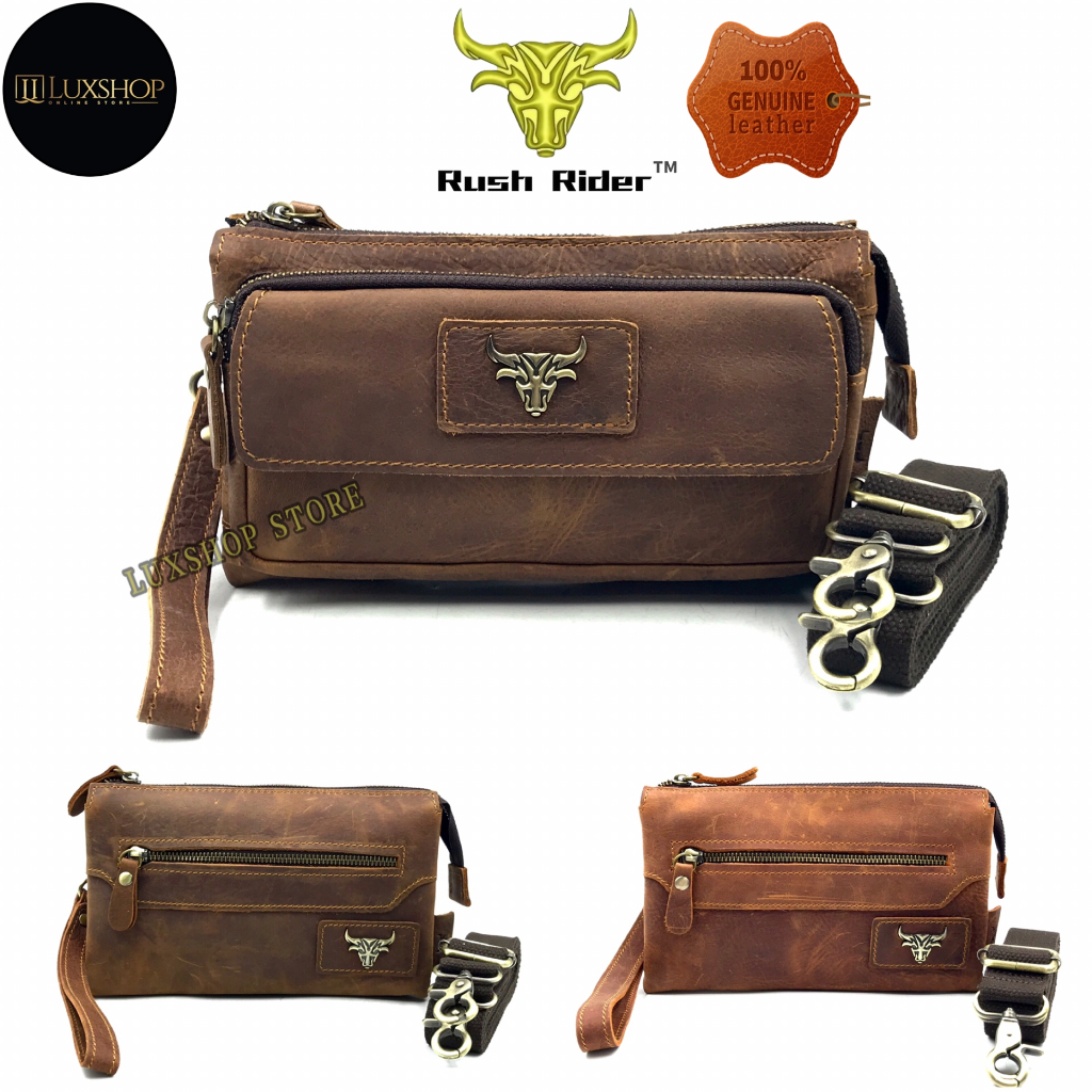 M Size Rush Rider Clutch Bag Men Leather Handcarry Bag 2 Way Use Sling ...