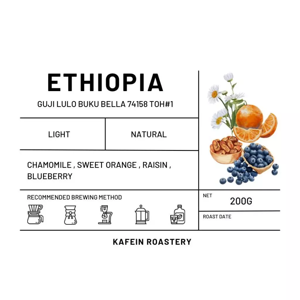 Kafein Roastery Ethiopia Guji Lulo Buku Bella 74158 TOH#1 – specialty coffee beans Malaysia