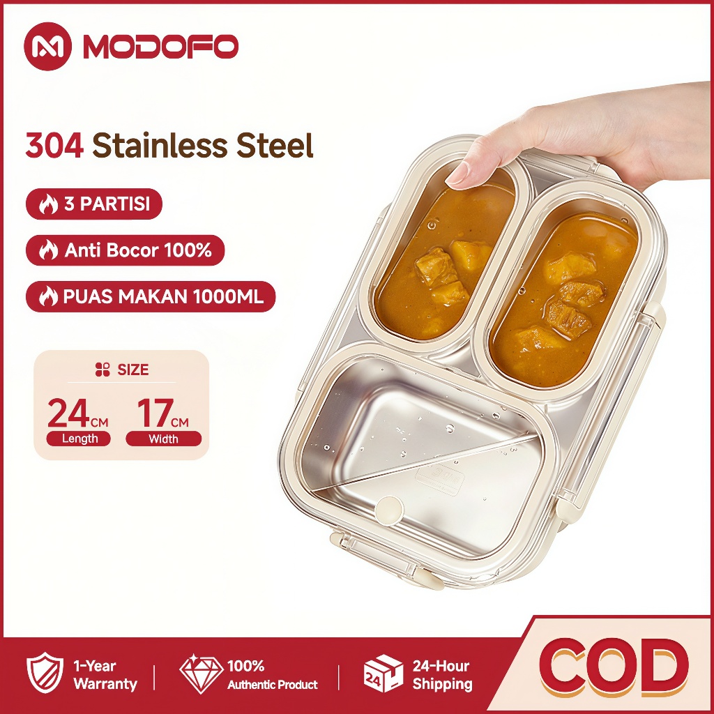 MODOFO Layer Bento Lunch Box Stainless Steel 304 Bekas Makanan Bertutup ...