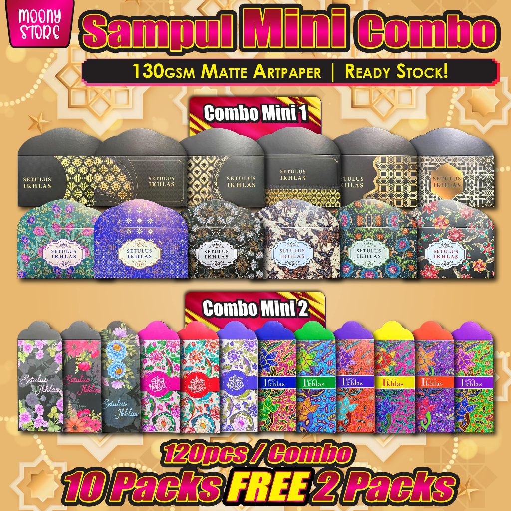 SAMPUL RAYA MINI 2026 | SET COMBO SALE | 130gsm | Viral Songket Batik ...
