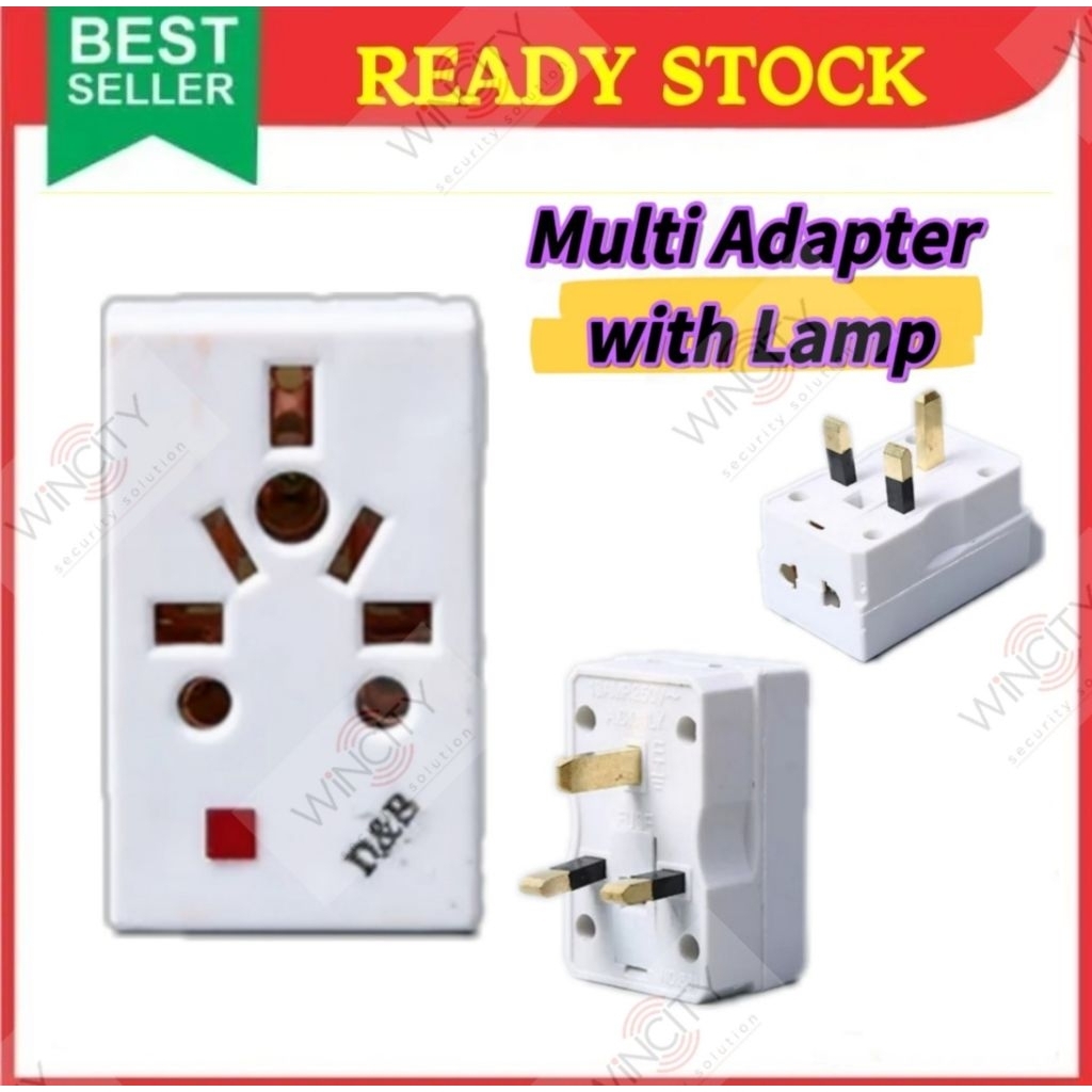 WSS 3 Way Multiple Adapter 3 Gang Pin Socket Plug Switch Multi Adaptor ...