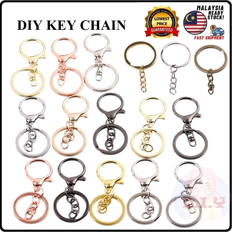 [1 PCS] DIY Key chain Rings Keychain Holder Flat Head Keychain Ring ...