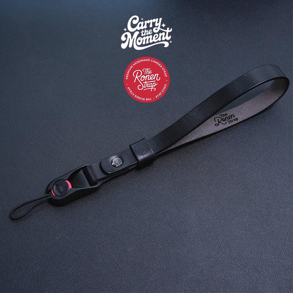 The Ronen Strap - Black Genuine Leather Wrist Camera Strap with Quick ...