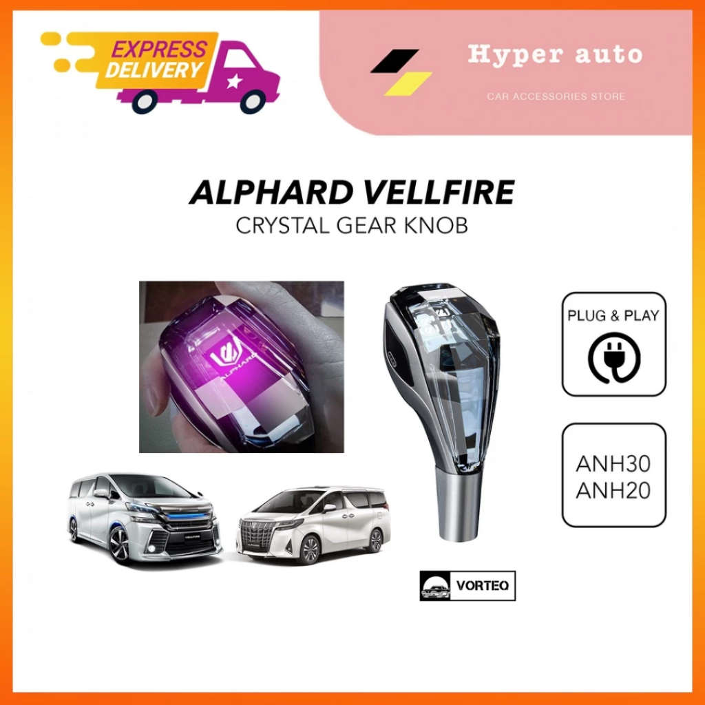 VORTEQ Toyota alphard vellfire car 5d diamond car gear shift knob led ...