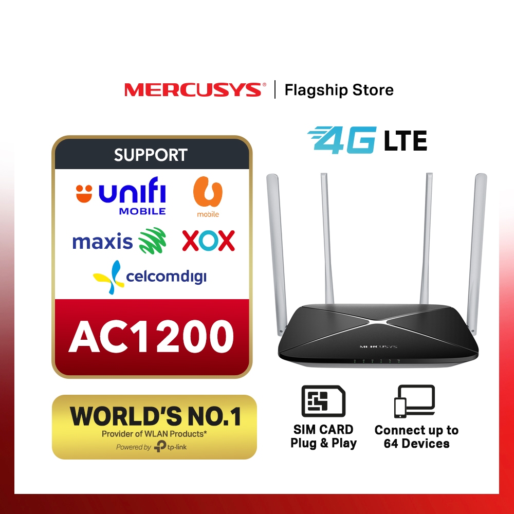 Mercusys MB135-4G 4G LTE Modem Router | SIM Plug & Play, Dual Band WiFi ...