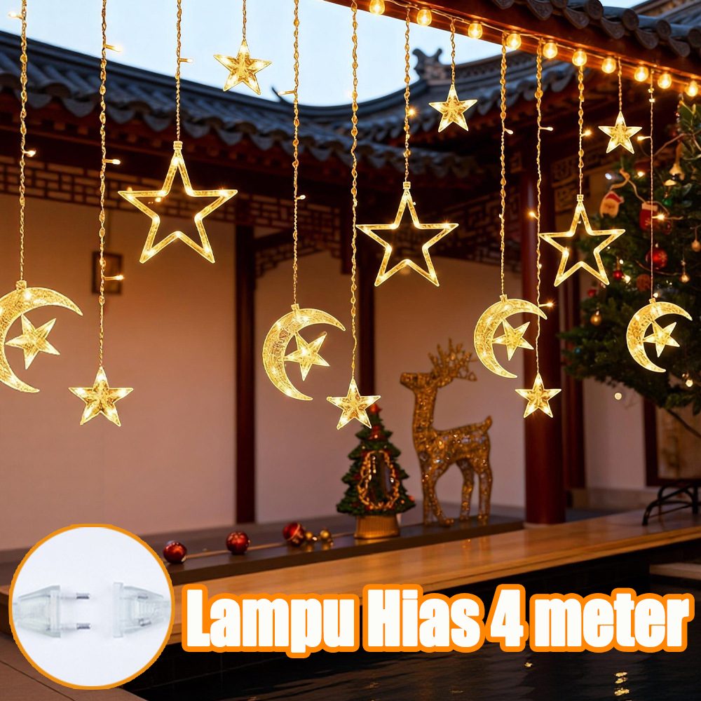 [Ready Stock]Hari Raya Lampu Raya Waterproof Star String Lights 138Plug ...