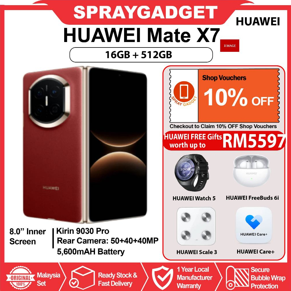 [NEW] HUAWEI Mate X7 (16GB RAM + 512GB ROM)Ultra-Reliable Foldable Display | True-to-Colour Camera | 5600 mAh Battery