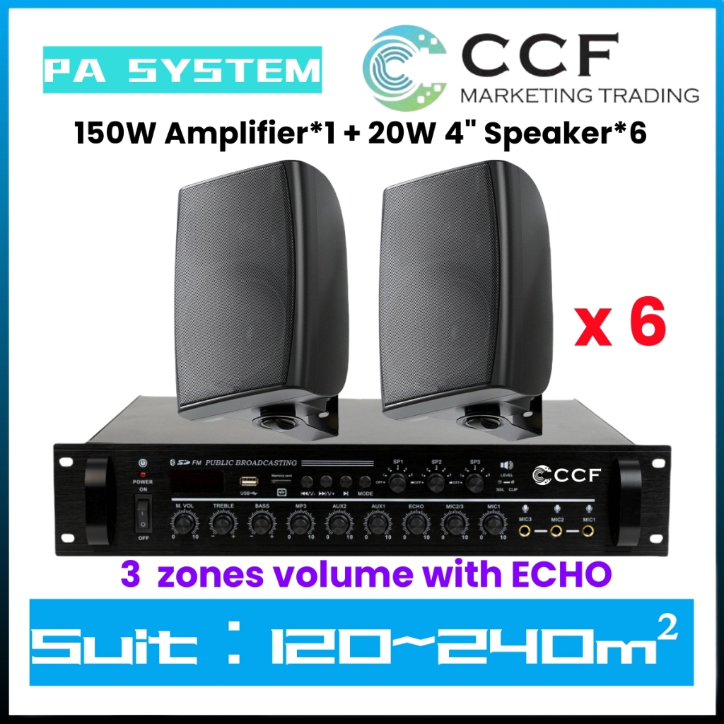 CCF 2/3/5 Zone PA System Set with 4 inch Wall Speakers original image 13