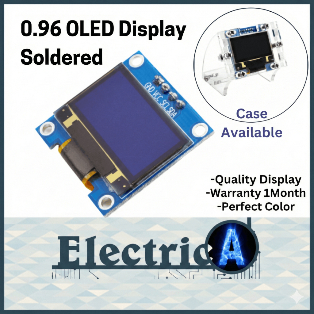 (Soldered +1Month Warranty) 0.96” OLED Display Module - I2C - 128x64 (Blue)