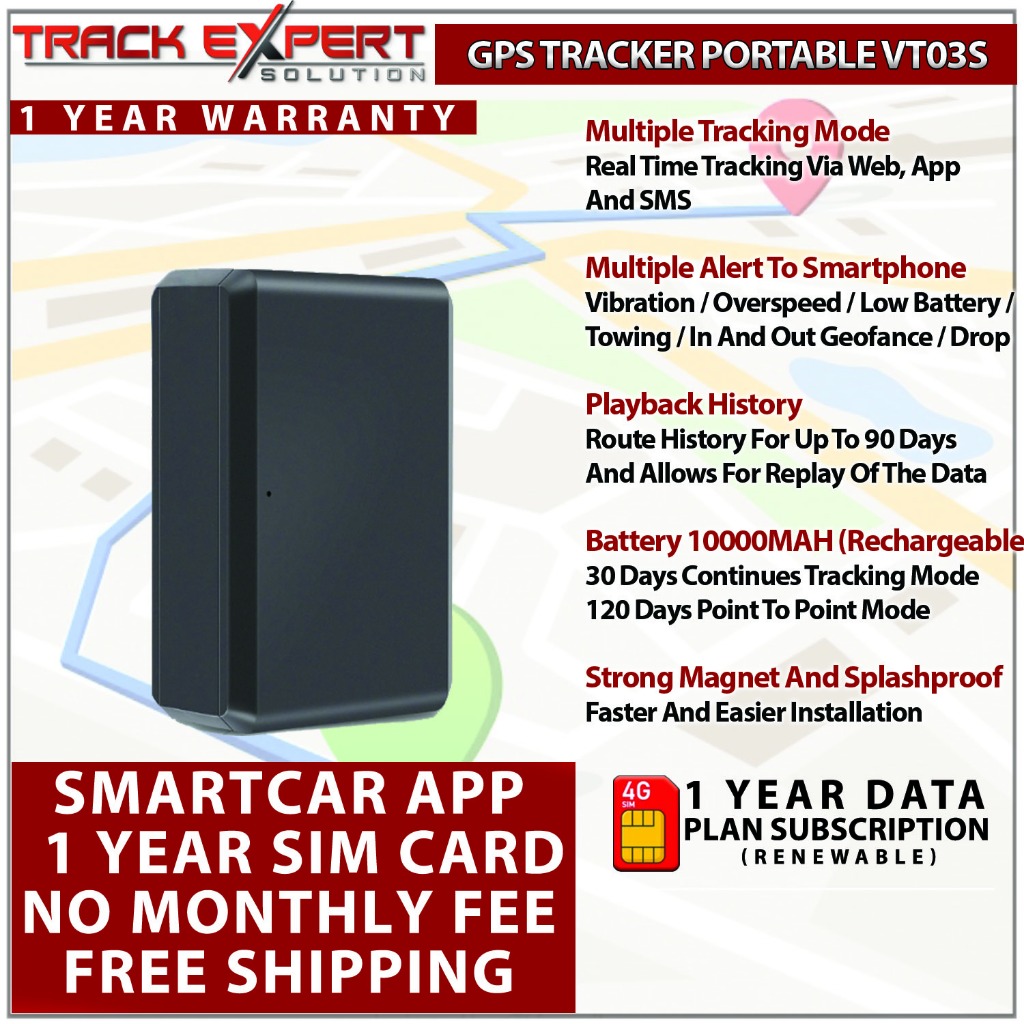 GPS TRACKER PORTABLE TX03S 10000mAH × Portable PNP Easy Installation × ...
