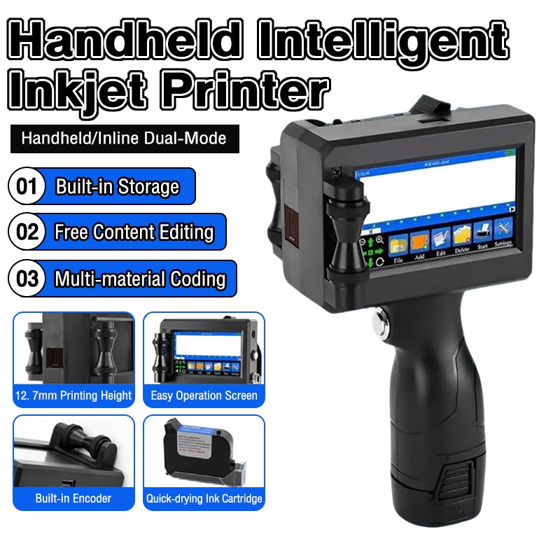 Portable Hand-held Inkjet Printer Machine With Ink Cartridge Code Label ...