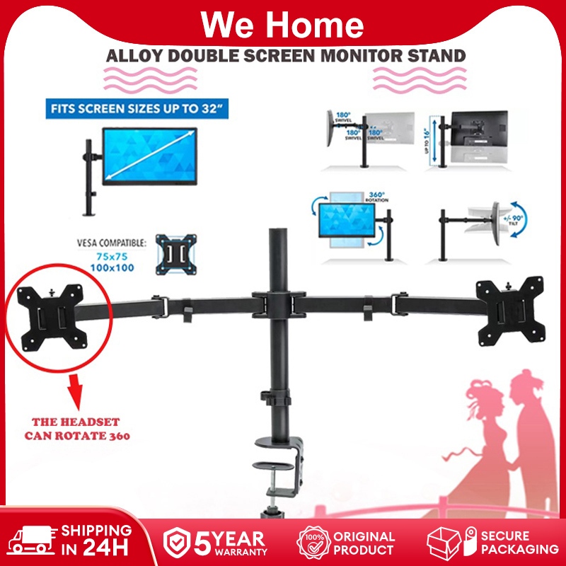 Monitor Stand Dual Monitor Arm 17-32 Inches Desktop Mount Support Multi ...
