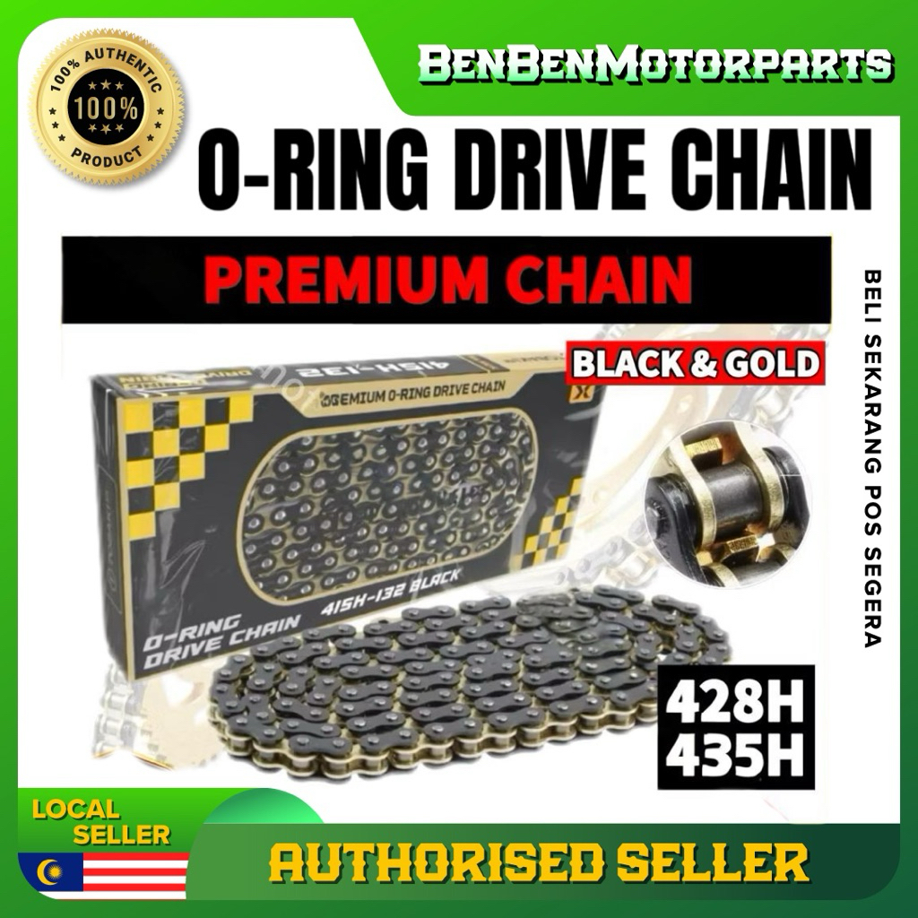 TOBAKI-X O-RING DRIVE CHAIN BLACK & GOLD RACING Chain Motor 415H 428H ...