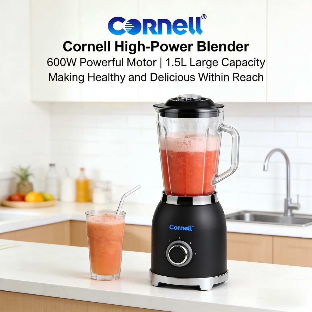 Cornell High-Power Blender 600W 1.5L Glass 2 Speeds with Pulse Safety ...