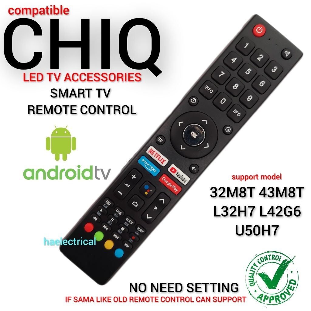 CHIQ Android tv accessories REMOTE CONTROL for 32M8T 43M8T L32HT L42G6 ...